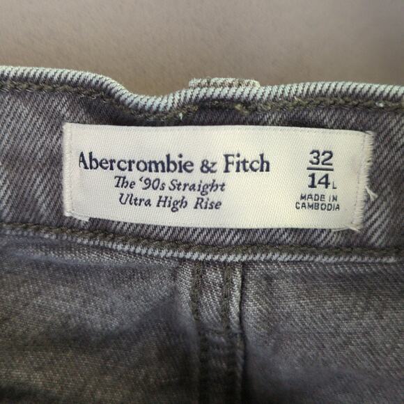 Abercrombie Fitch Jeans Womens 14/32 Gray 90s Straight Ultra High Rise - Picture 2 of 8